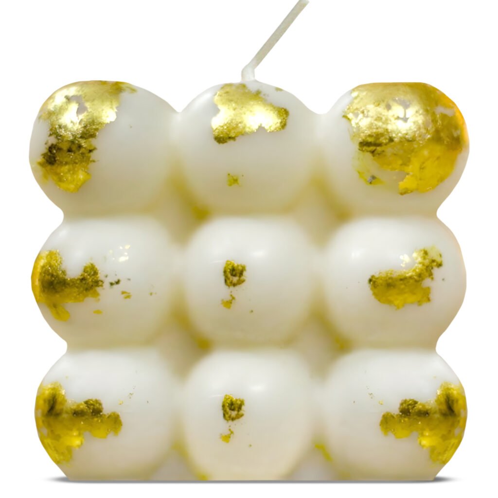 Apexor Big Bubble Candle - Large White Handmade Scented Candle with Gold Foil and Berry Blossom Fragrance, Smokeless Decorative Candle for Home Decor, Gifts, and Birthdays