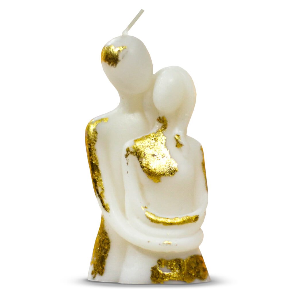 Apexor Couple Scented Candle – Erotic Wedding Couple Figurine with Jasmine Scent, White with Gold Foil Accents, Ideal for Couple Spells and Special Other Occasions